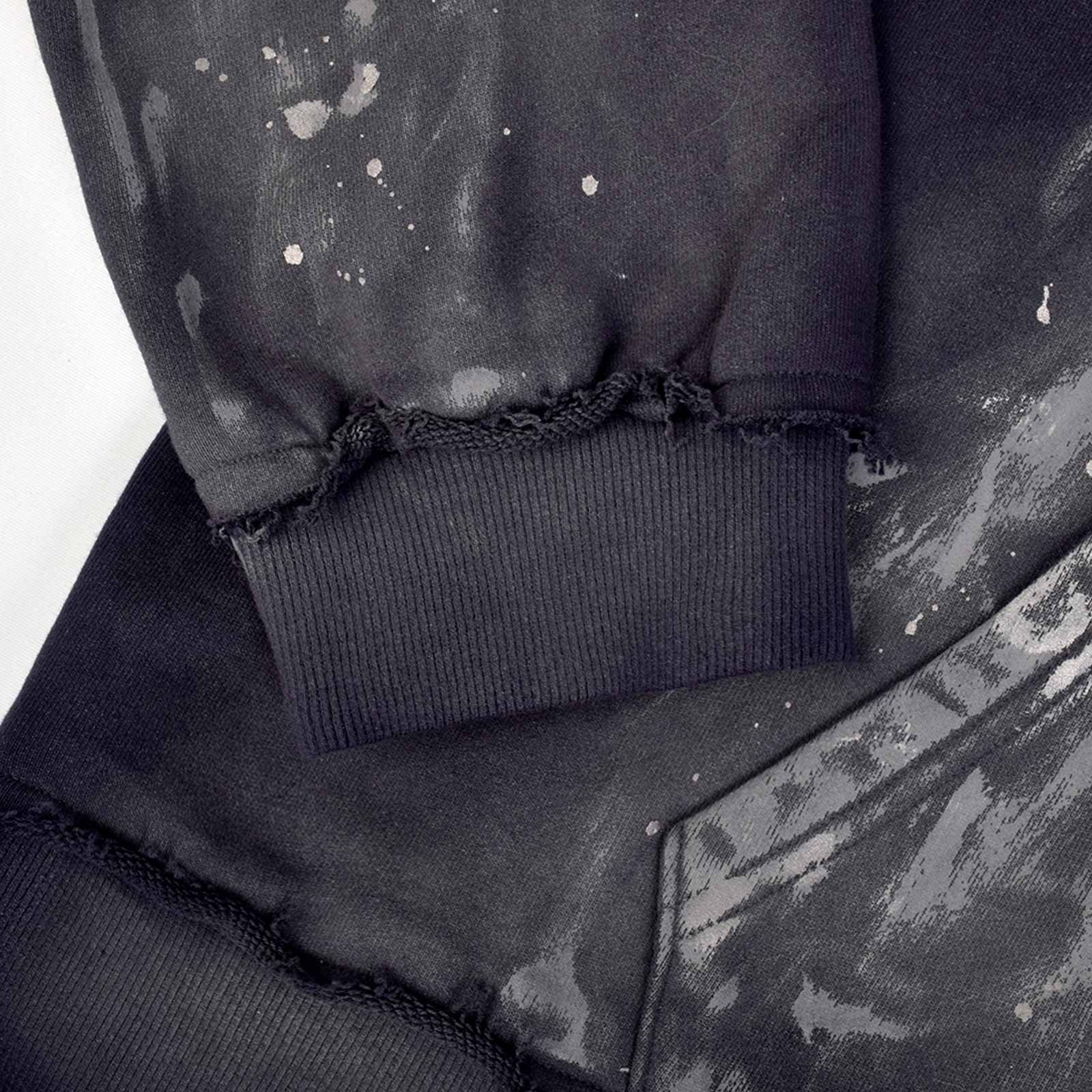 Custom Men's Deep Blue Oversize Vintage Washed Hoodie With Paint Splatters