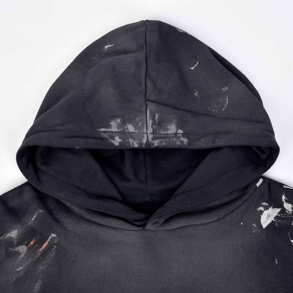 Custom Men's Deep Blue Oversize Vintage Washed Hoodie With Paint Splatters