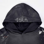 Custom Men's Deep Blue Oversize Vintage Washed Hoodie With Paint Splatters