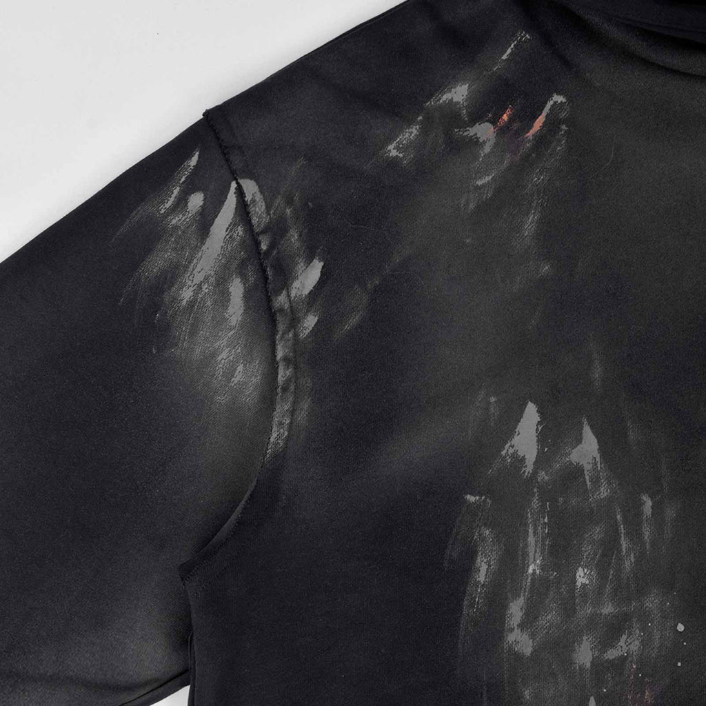 Custom Men's Deep Blue Oversize Vintage Washed Hoodie With Paint Splatters