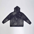 Custom Men's Deep Blue Oversize Vintage Washed Hoodie With Paint Splatters