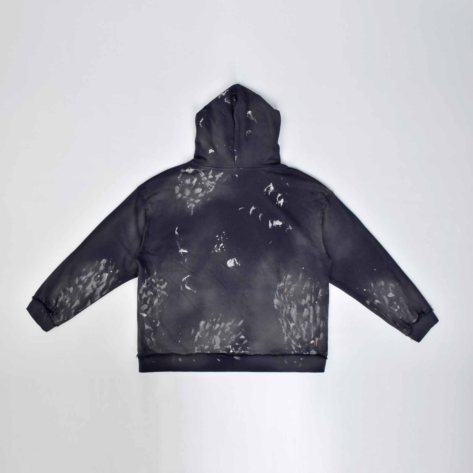 Custom Men's Deep Blue Oversize Vintage Washed Hoodie With Paint Splatters