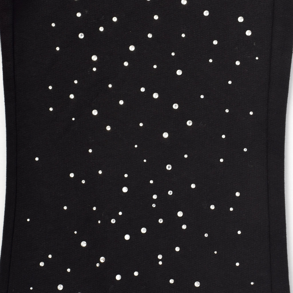 Custom Men's Black Flared Raw Hem Sweatpants With Over All Rhinestone