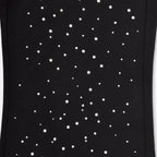 Custom Men's Black Flared Raw Hem Sweatpants With Over All Rhinestone
