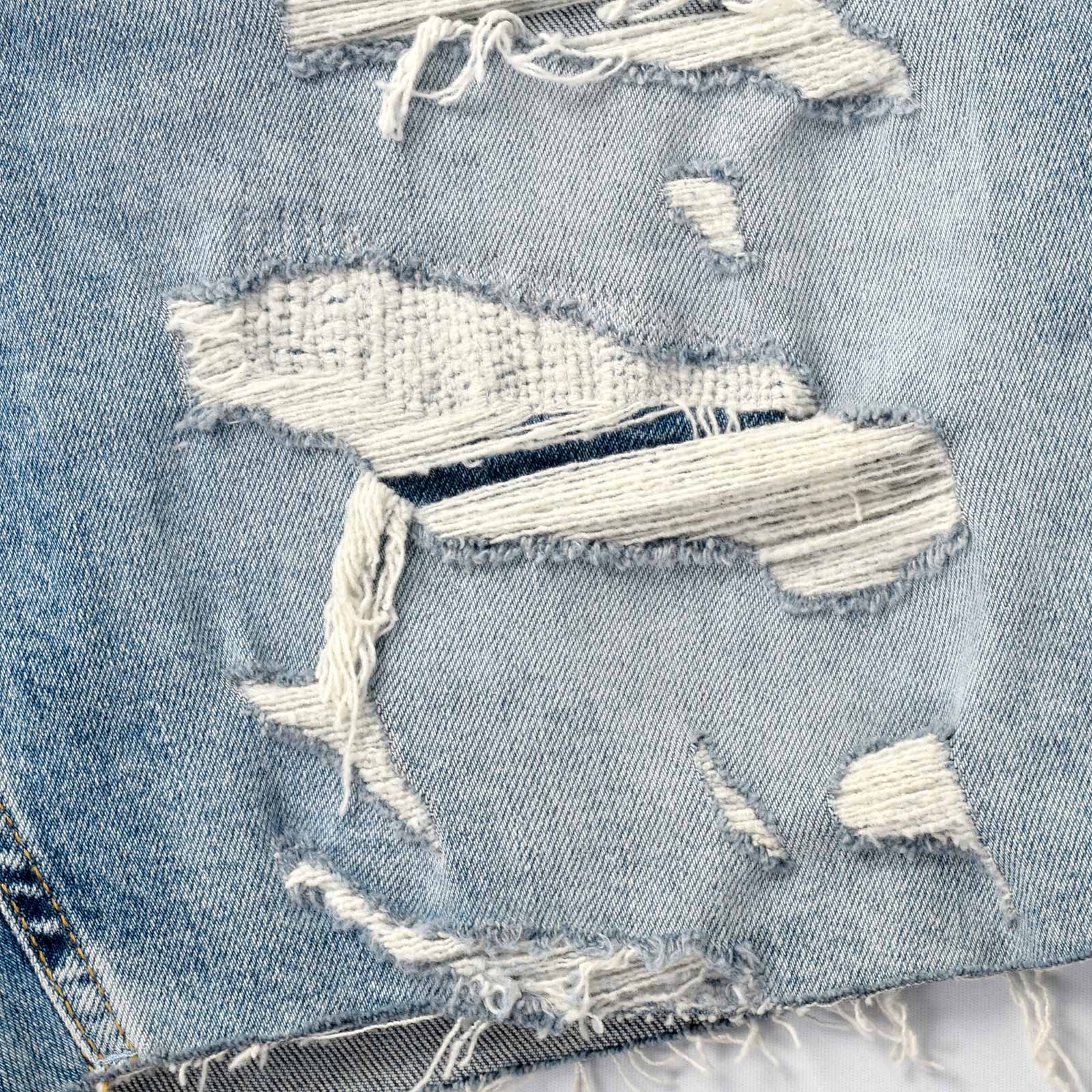 Custom Men's Distressed Blue Jeans Shorts With Vintage Washed
