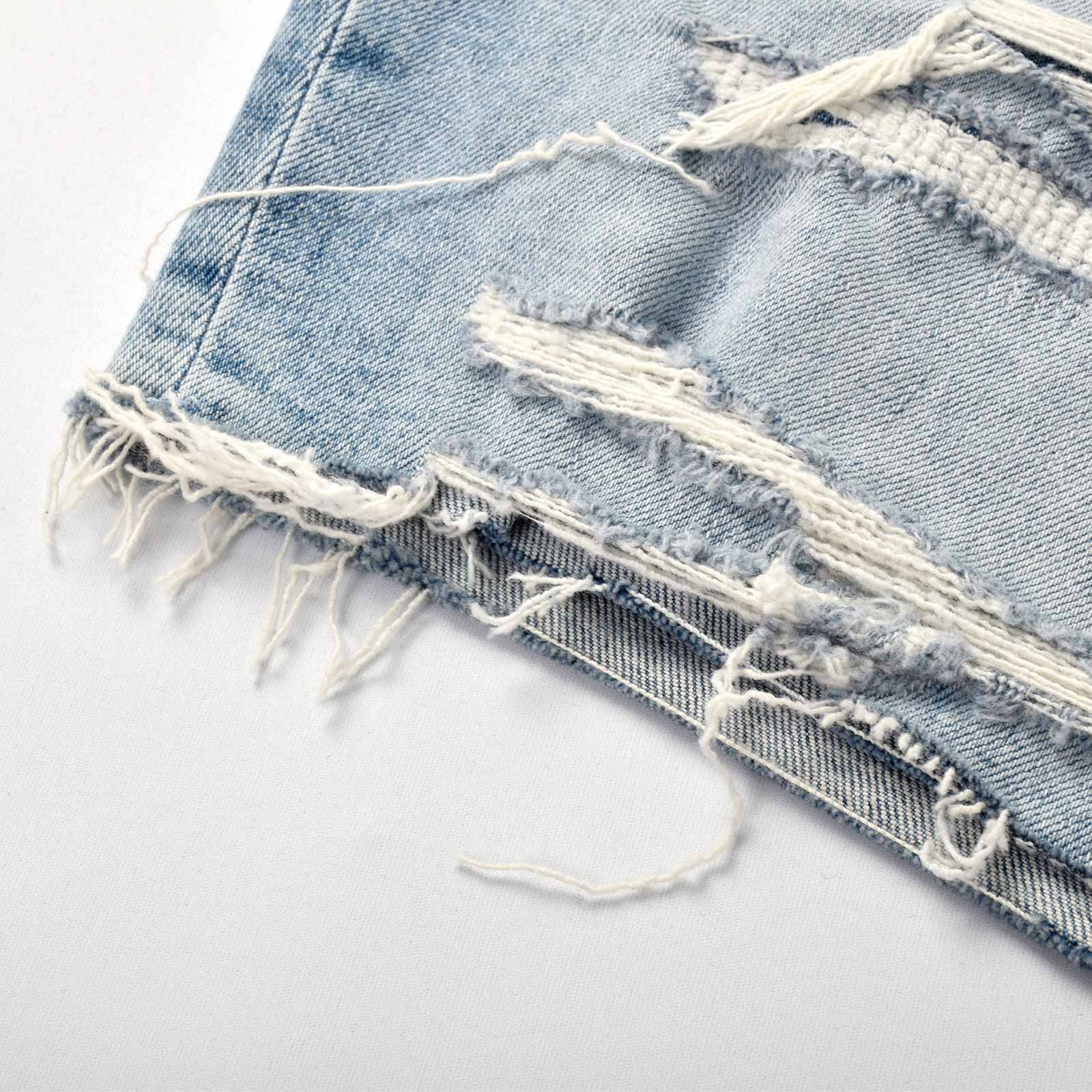 Custom Men's Distressed Blue Jeans Shorts With Vintage Washed