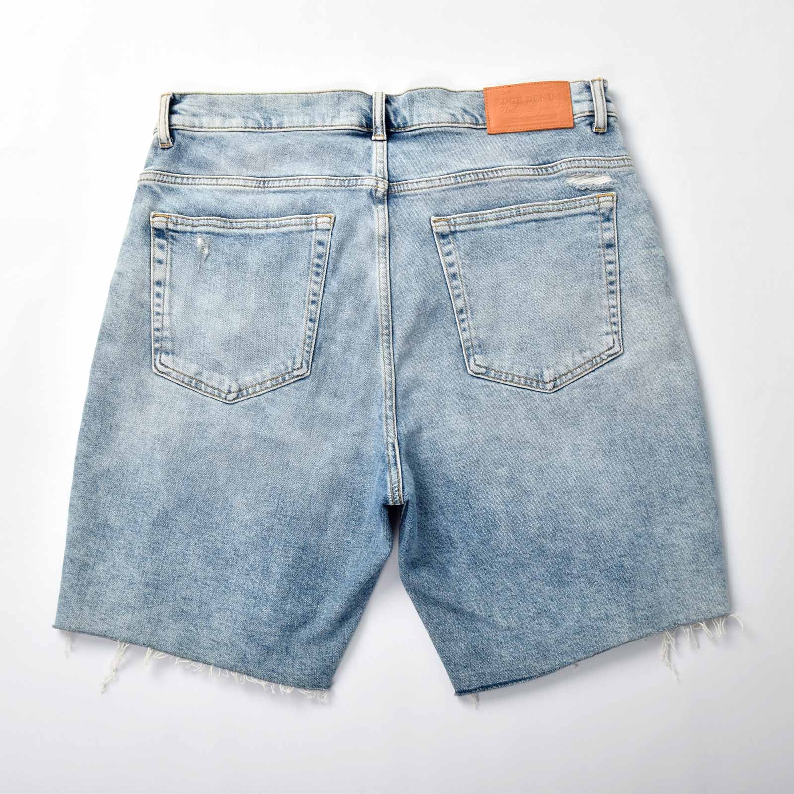 Custom Men's Distressed Blue Jeans Shorts With Vintage Washed