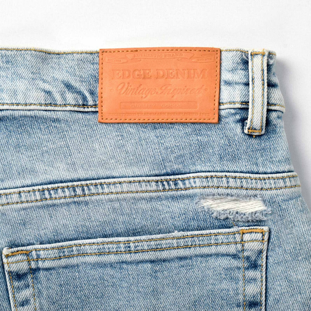 Custom Men's Distressed Blue Jeans Shorts With Vintage Washed