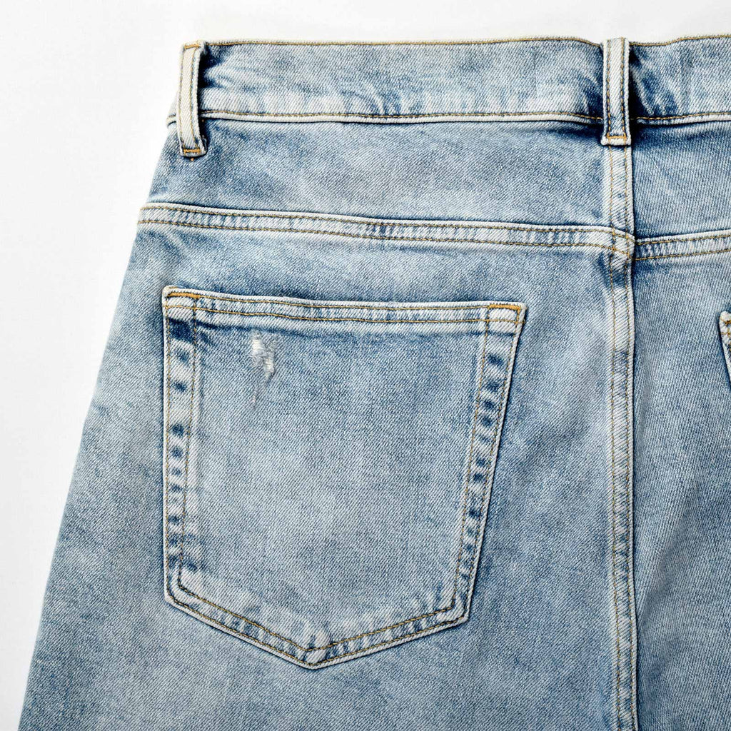 Custom Men's Distressed Blue Jeans Shorts With Vintage Washed