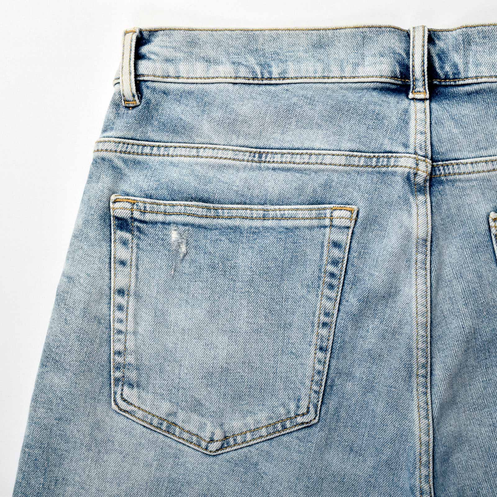 Custom Men's Distressed Blue Jeans Shorts With Vintage Washed