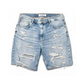 Custom Men's Distressed Blue Jeans Shorts With Vintage Washed