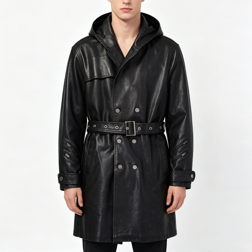 Custom Unisex Long Denim Jacket Coat With Waxed Printing