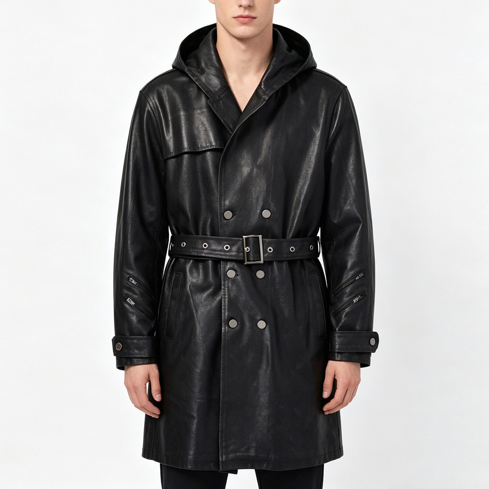 Custom Unisex Long Denim Jacket Coat With Waxed Printing