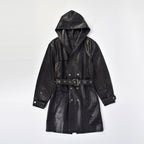 Custom Unisex Long Denim Jacket Coat With Waxed Printing