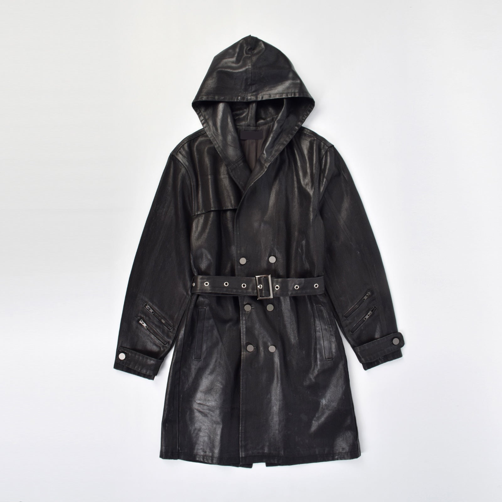 Custom Unisex Long Denim Jacket Coat With Waxed Printing