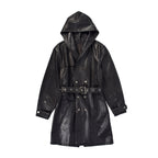 Custom Unisex Long Denim Jacket Coat With Waxed Printing