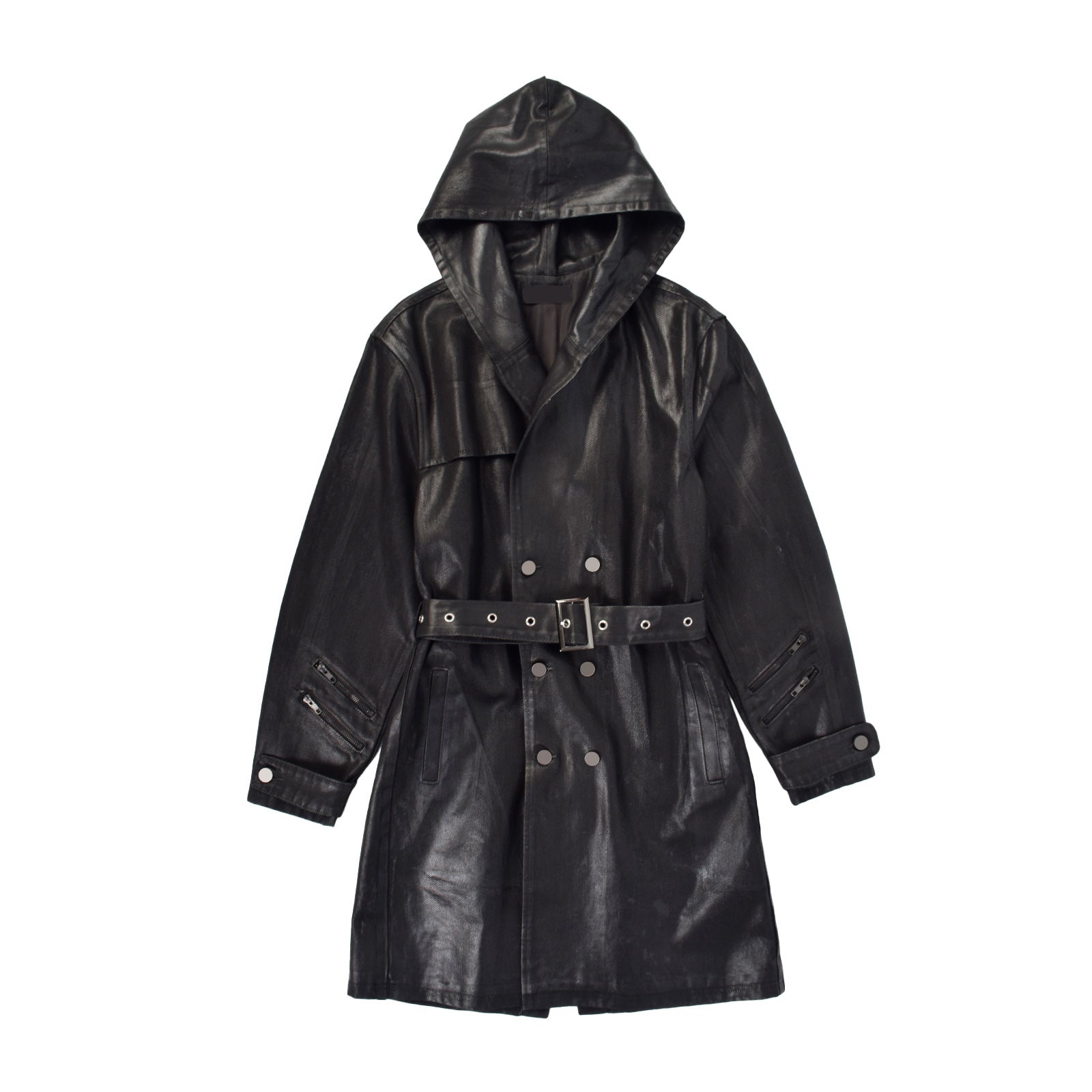 Custom Unisex Long Denim Jacket Coat With Waxed Printing