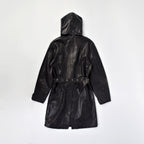 Custom Unisex Long Denim Jacket Coat With Waxed Printing