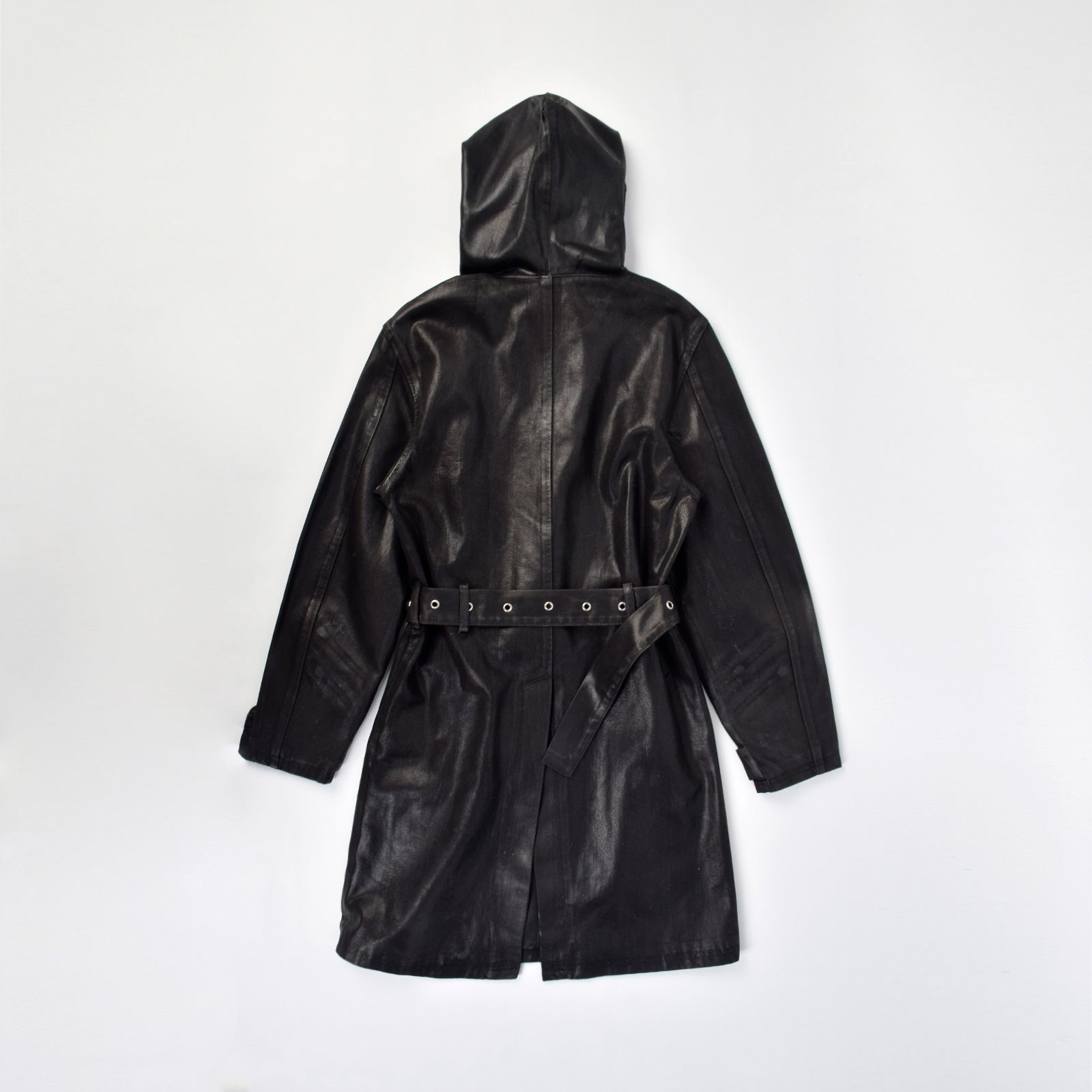 Custom Unisex Long Denim Jacket Coat With Waxed Printing