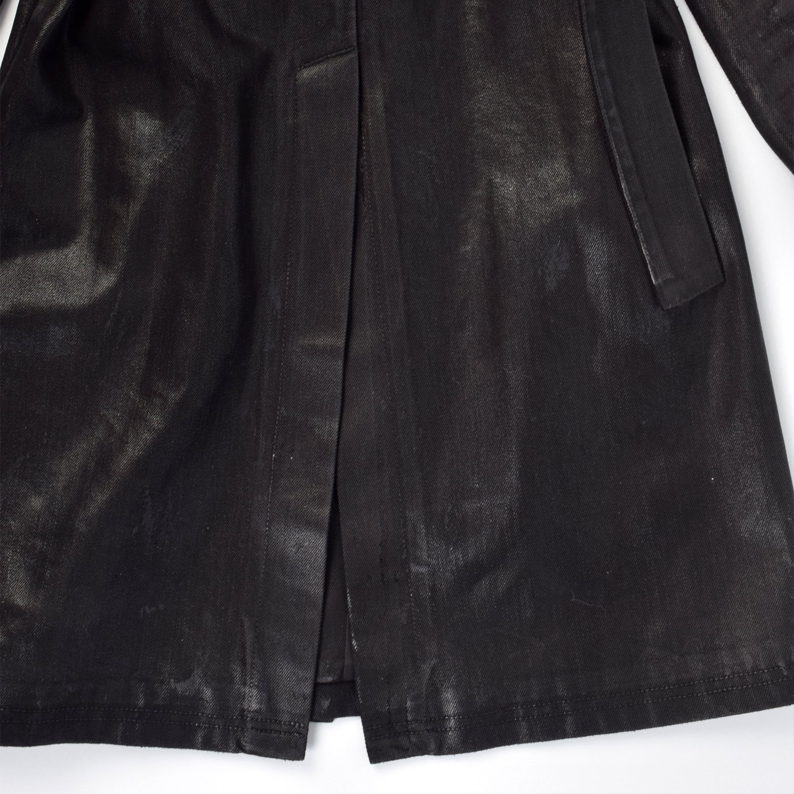 Custom Unisex Long Denim Jacket Coat With Waxed Printing