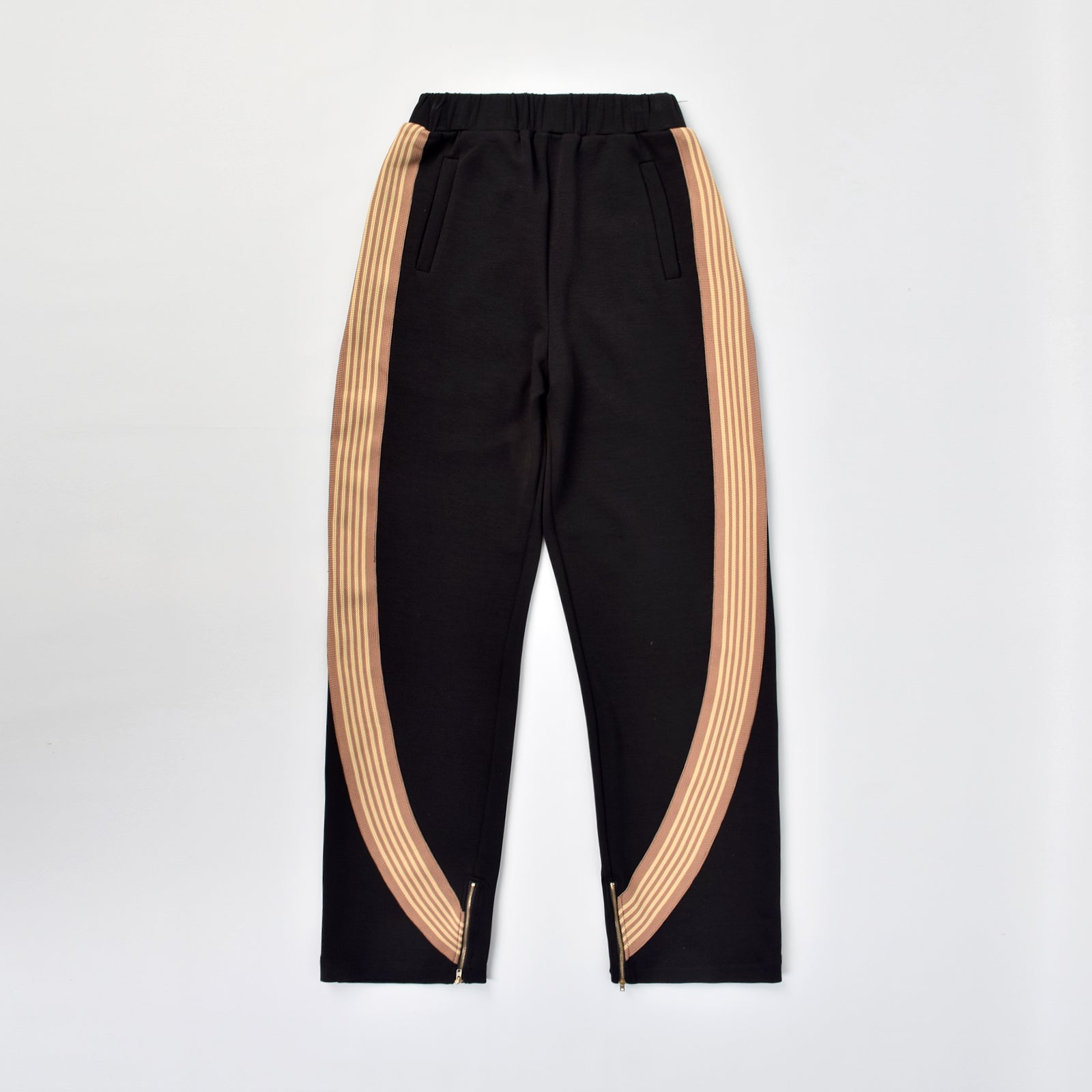 Custom Stripe Straight Leg Baggy Jogger Track Pants With Zippers