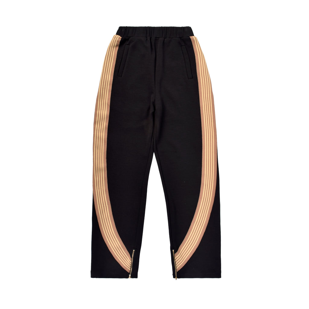 Custom Stripe Straight Leg Baggy Jogger Track Pants With Zippers