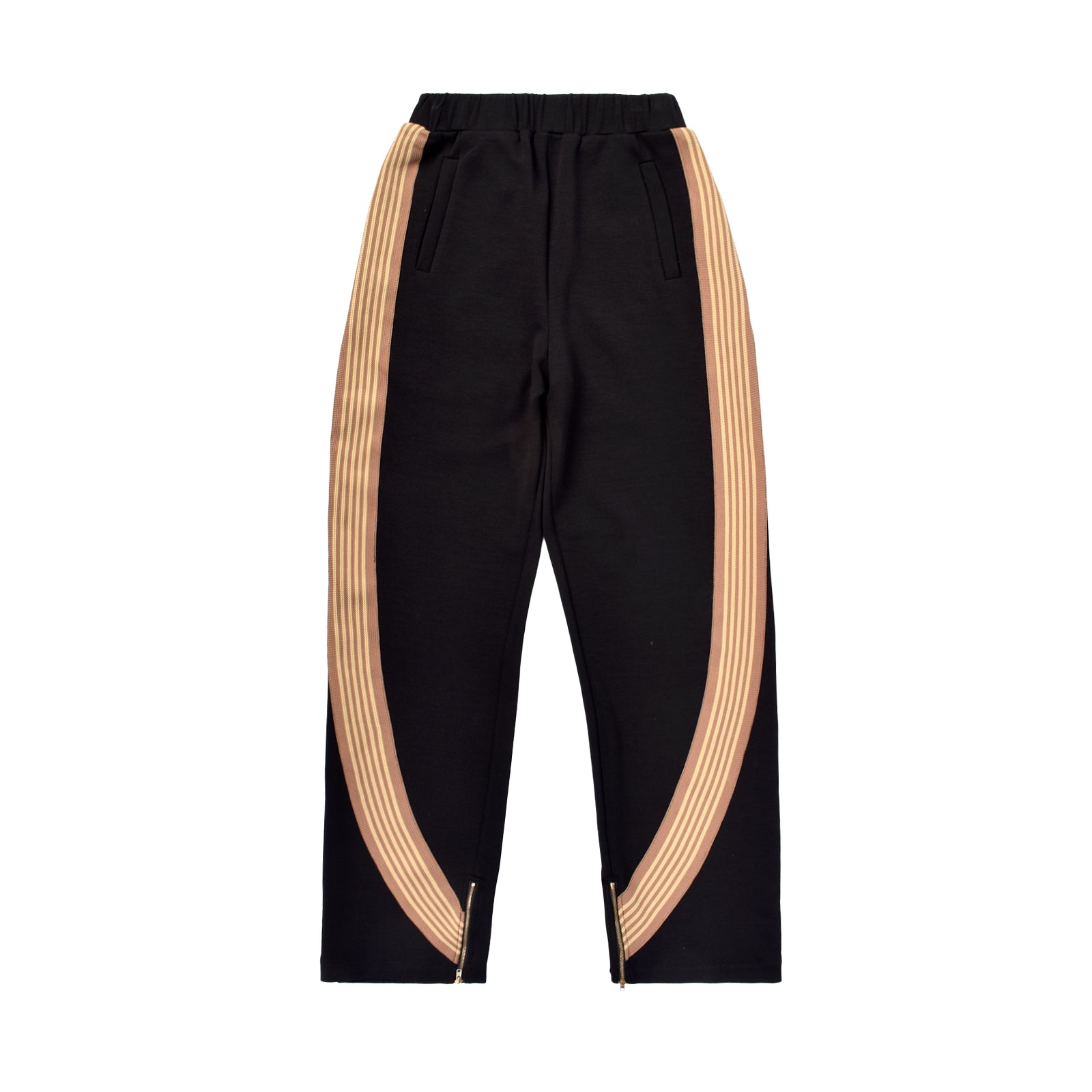 Custom Stripe Straight Leg Baggy Jogger Track Pants With Zippers