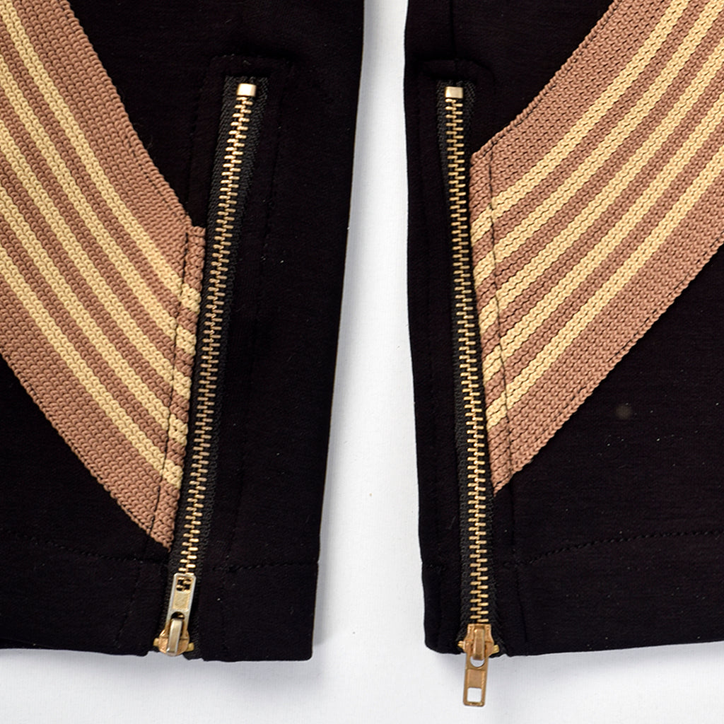 Custom Stripe Straight Leg Baggy Jogger Track Pants With Zippers
