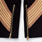 Custom Stripe Straight Leg Baggy Jogger Track Pants With Zippers