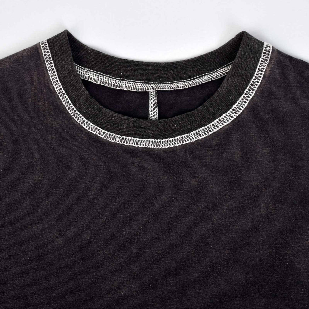 Custom Vintage Washed Contrast Stitch Cropped T-Shirts