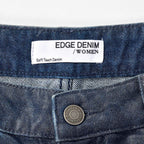 Custom Women's Baggy Blue Jeans Shorts With Waxed Printing
