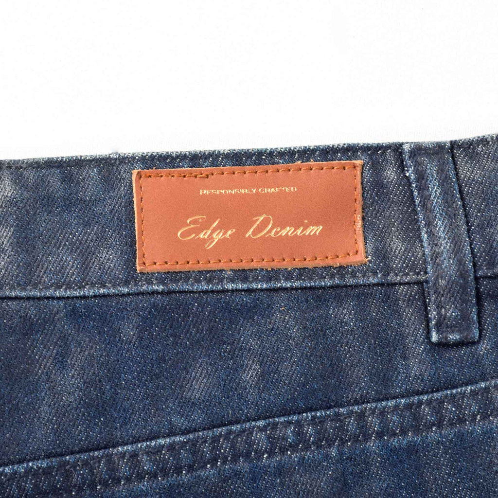 Custom Women's Baggy Blue Jeans Shorts With Waxed Printing
