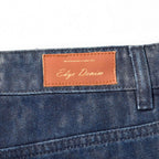 Custom Women's Baggy Blue Jeans Shorts With Waxed Printing