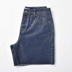 Custom Women's Baggy Blue Jeans Shorts With Waxed Printing