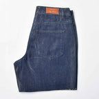 Custom Women's Baggy Blue Jeans Shorts With Waxed Printing