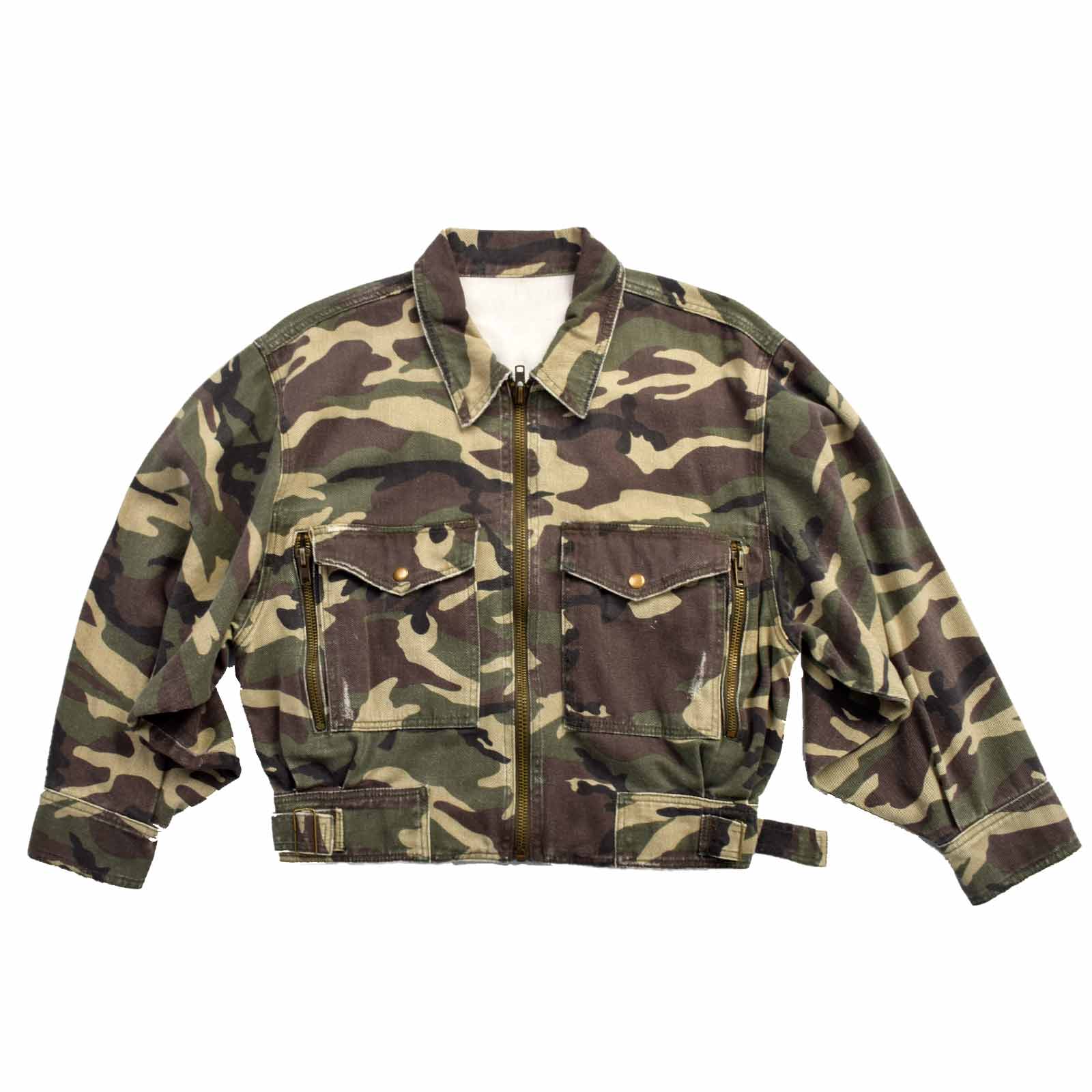 Custom Women's Zip-up Camo Camouflage Denim Jacket