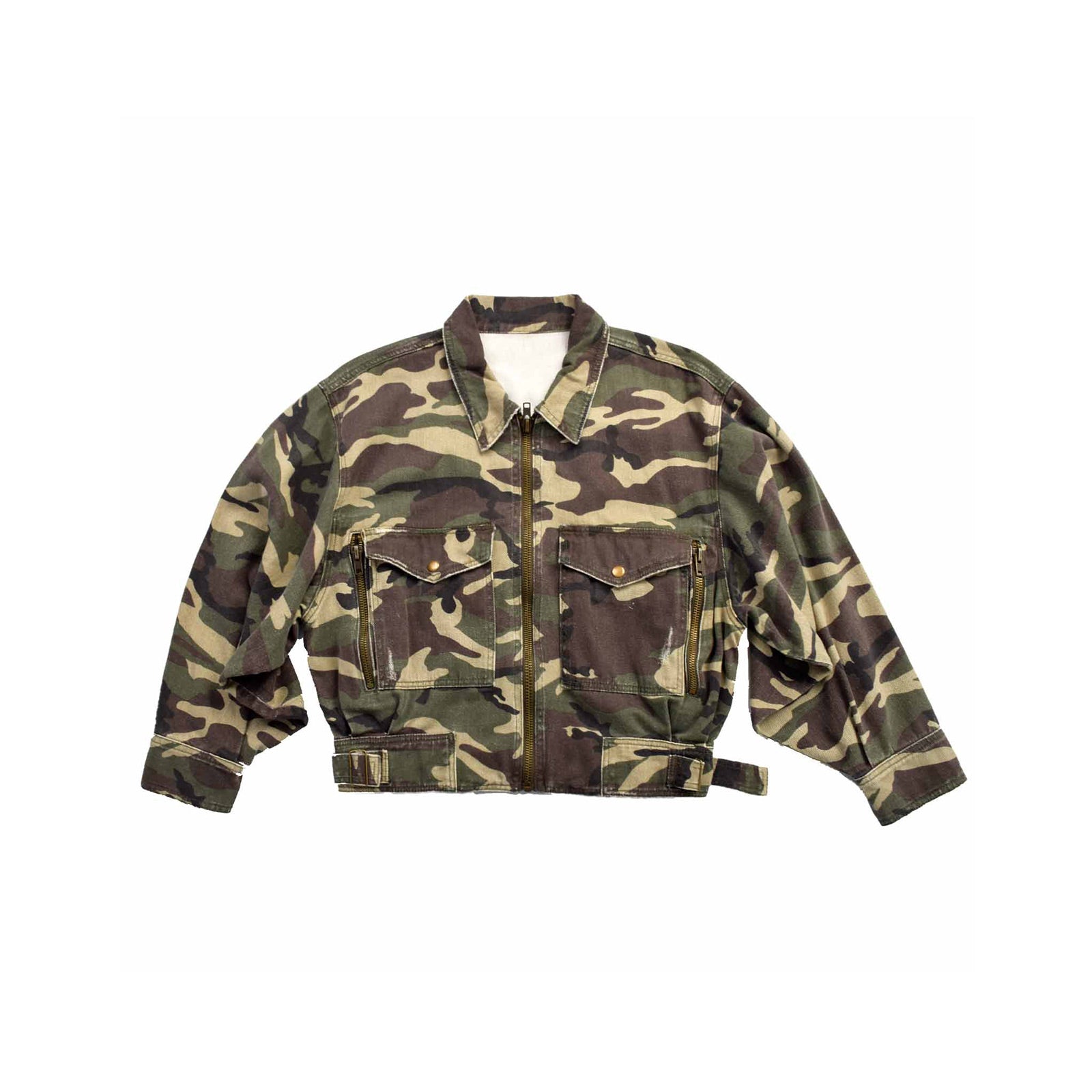 Custom Women's Zip-up Camo Camouflage Denim Jacket