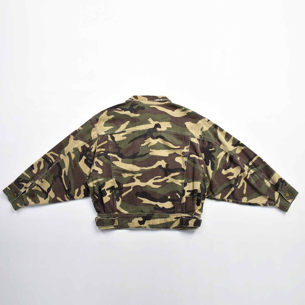 Custom Women's Zip-up Camo Camouflage Denim Jacket