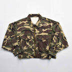 Custom Women's Zip-up Camo Camouflage Denim Jacket