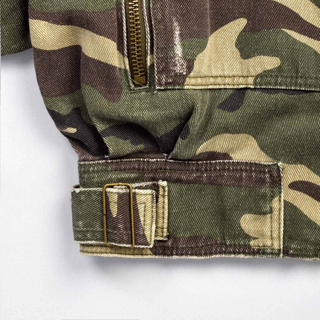 Custom Women's Zip-up Camo Camouflage Denim Jacket
