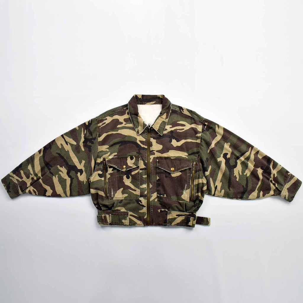 Custom Women's Zip-up Camo Camouflage Denim Jacket