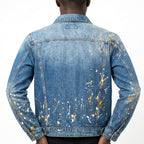 Custom Unisex Denim Jacket With Paint Splatters