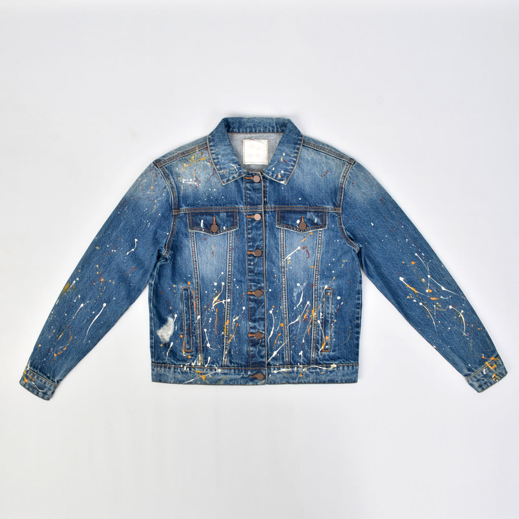 Custom Unisex Denim Jacket With Paint Splatters
