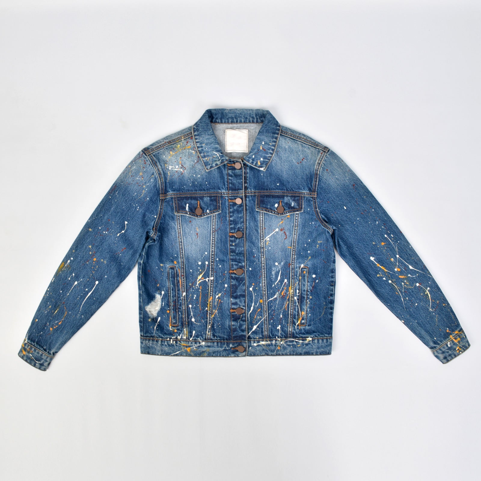 Custom Unisex Denim Jacket With Paint Splatters