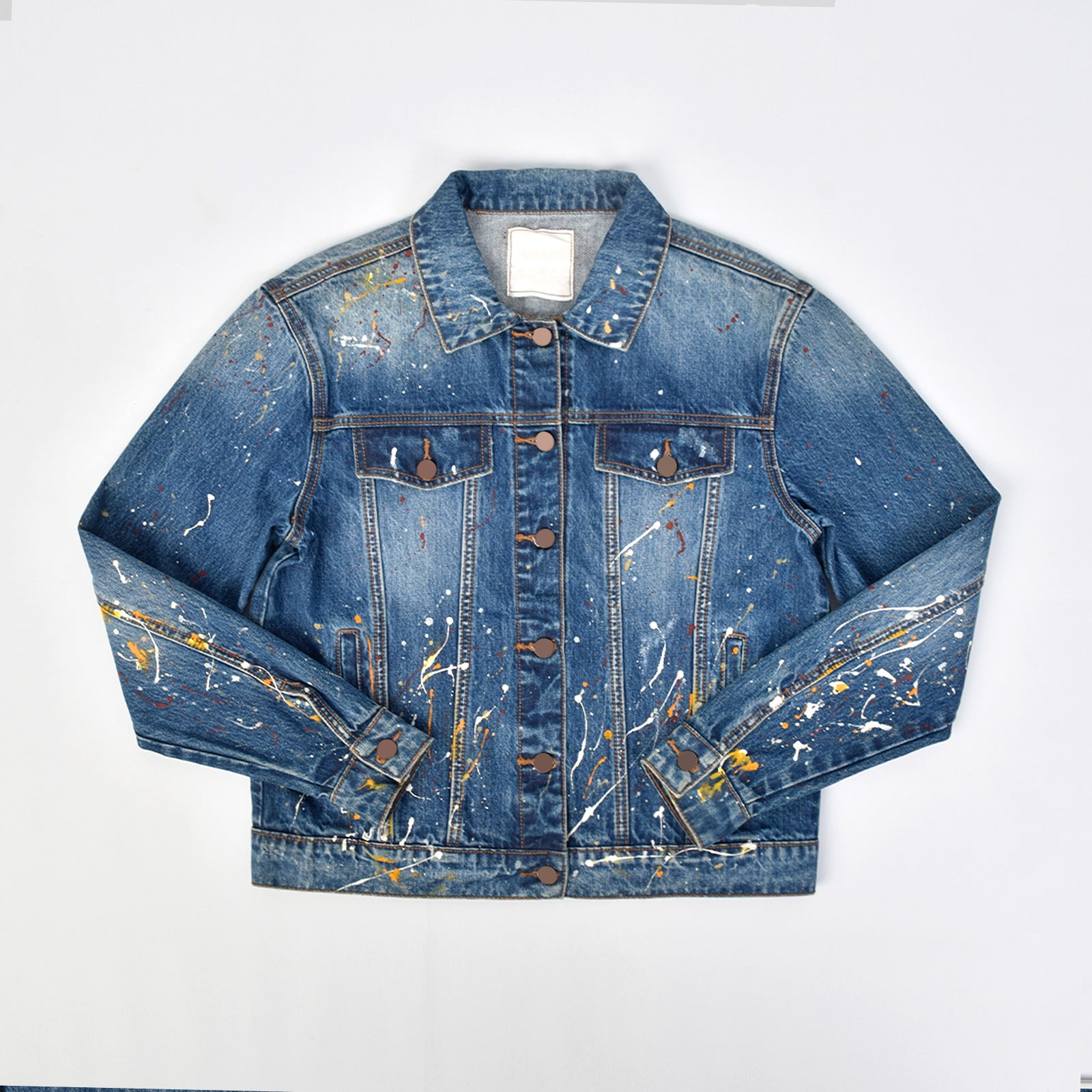 Custom Unisex Denim Jacket With Paint Splatters