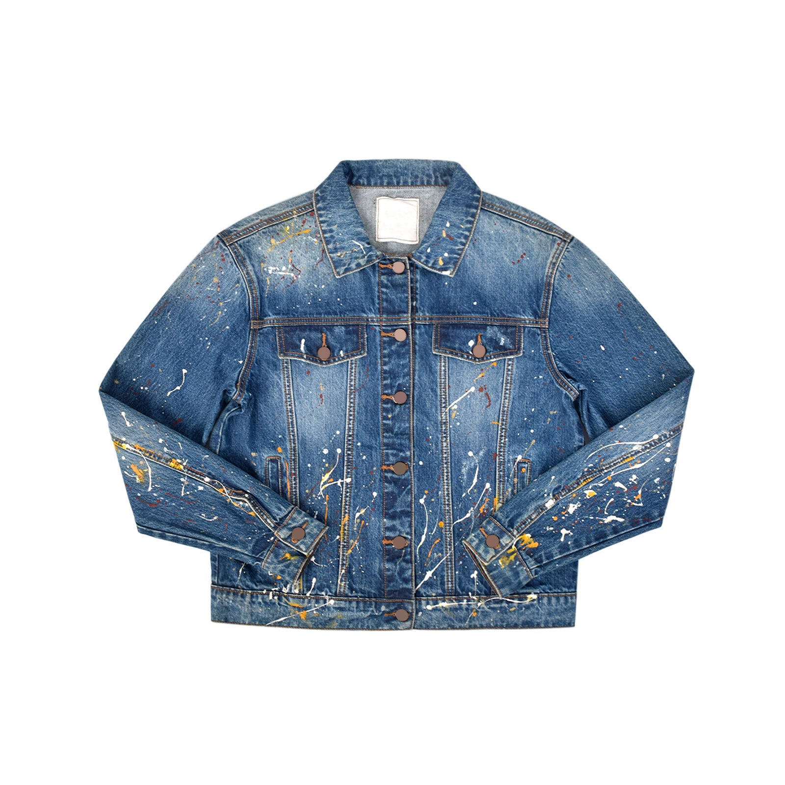 Custom Unisex Denim Jacket With Paint Splatters