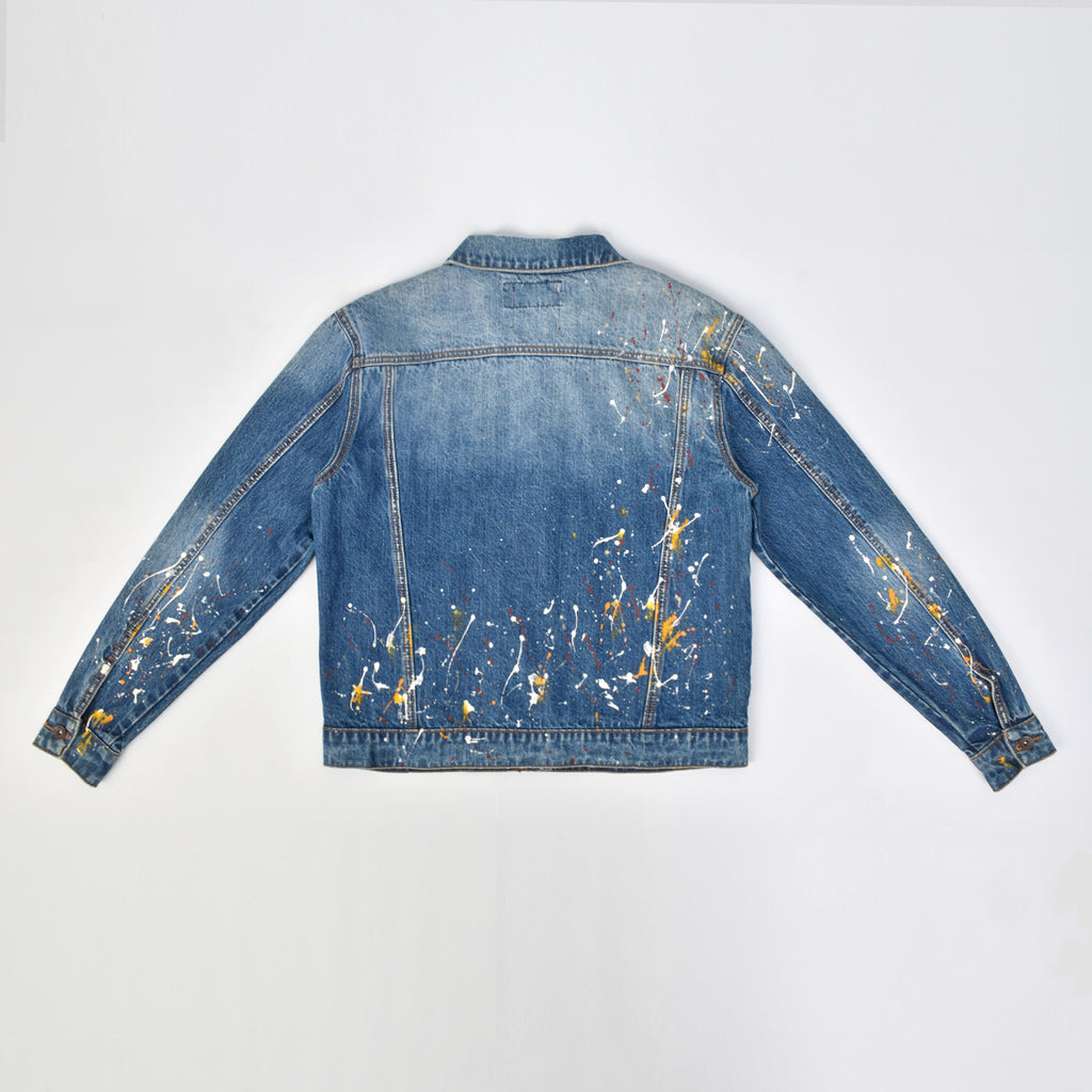 Custom Unisex Denim Jacket With Paint Splatters
