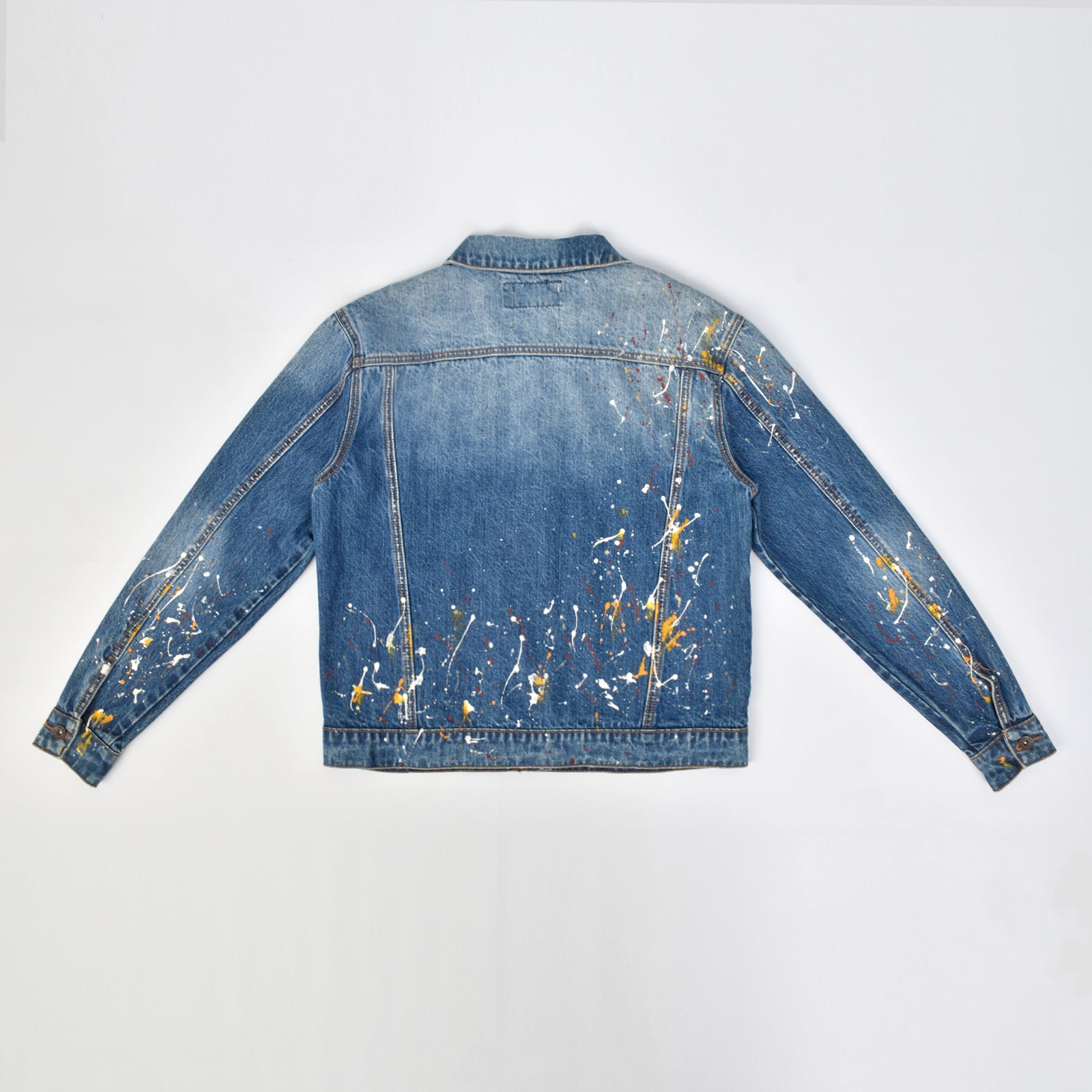 Custom Unisex Denim Jacket With Paint Splatters