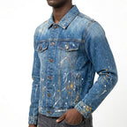 Custom Unisex Denim Jacket With Paint Splatters