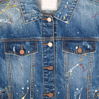 Custom Unisex Denim Jacket With Paint Splatters